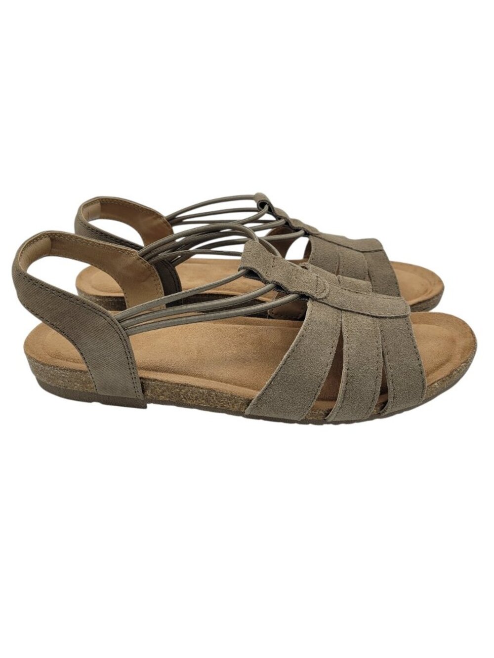 Earth Origins Suede Leather Laney Wide Slingback Sandals Sedona Brown Sz 9.5W